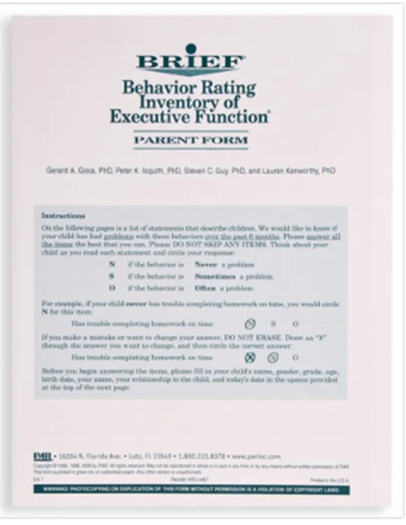 Figure 3. BRIEF ®  Parent Form Questionnaire 