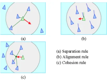 Figure 2.2: Bird Flocking Social Rules [3]