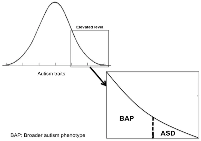 Figure 1. Hypothesized distribution of autism traits in the general population
