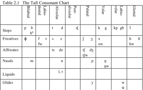 Table 2.1   The Tafi Consonant Chart       B