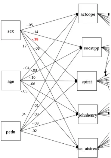 Figure 10. Specific Aim 3 Model Including All Coping Strategies Including Estimates 