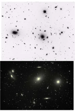 Figure 1.5: The Coma cluster (top panel) and the Virgo cluster (bottom panel).