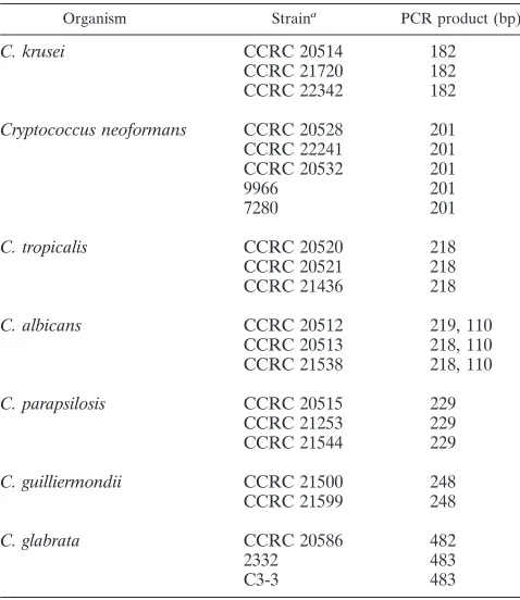 TABLE 1. Pure yeast cultures used in this study andthe lengths of PCR products