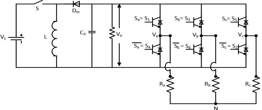 Figure-6. A DC-DC buck-boost with an interfaced inverter circuit diagram [13].