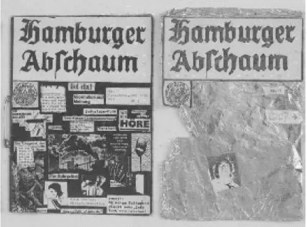 Fig. 5. Hamburger Abschaum: A collage of text, image, safety pin and aluminum foil (Zurück zum Beton,  46)