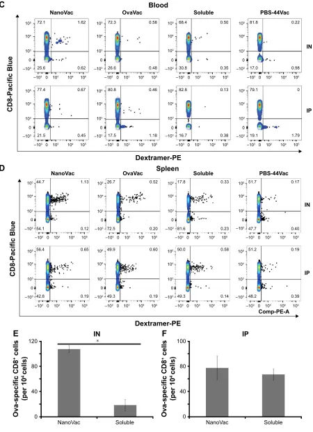 Figure 5 Ova-specific CD8+ T cells at 6 weeks postpriming.Notes: (A) Timeline of in vivo treatments