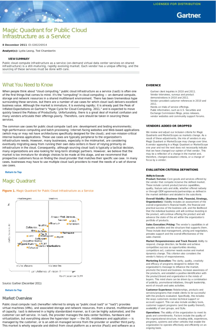 Figure 1. Magic Quadrant for Public Cloud Infrastructure as a Service