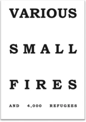 Fig.	15:	Cover	page	of	Various	Small	 Fires	and	4,000	Refugees,	2020	