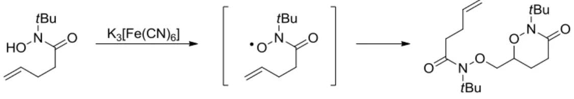 Figure 2-5. Unsaturated Hydroxamic Acid Dimerization Inititated by Single-Electron Oxidants    