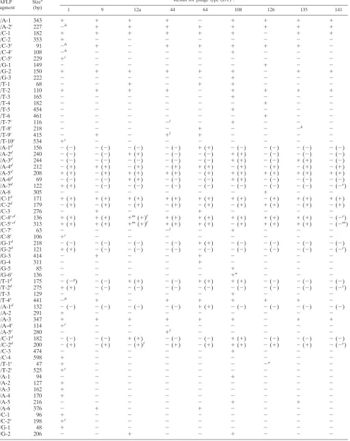 TABLE 3. Phage-type-speciﬁc AFLP fragments