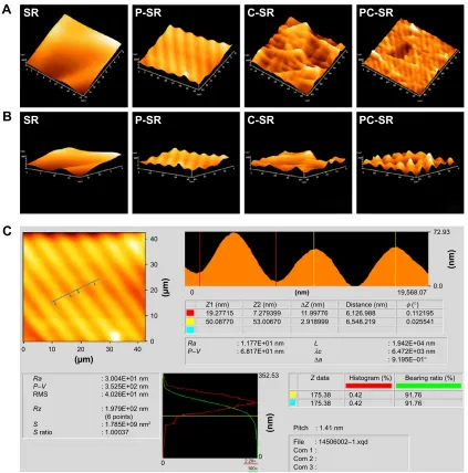 Table 1 surface topography for each group