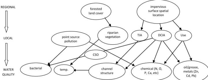 Figure 2:  Theoretical Model of Interactions Between Urban Form and Water Quality