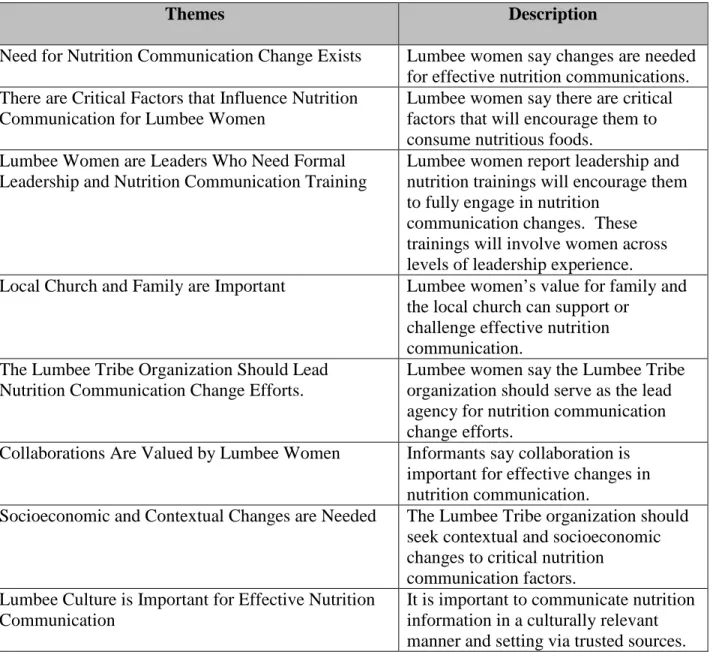 Table 12- Themes in Key Informant Interviews 