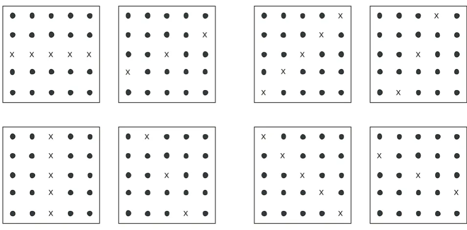 Fig. 2. Eight different structure elements in 5x5 square window. 
