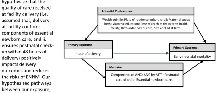 Figure 3: Directed Acyclic Graph (DAG) of place of delivery and early neonatal mortality 