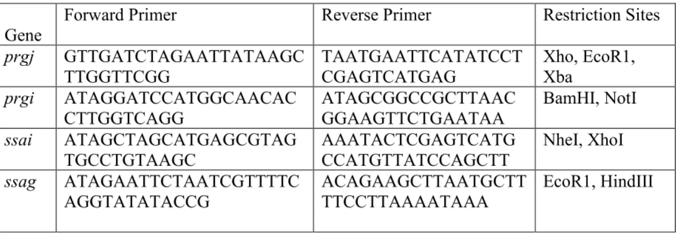 Table 1. PCR supplemental information. 