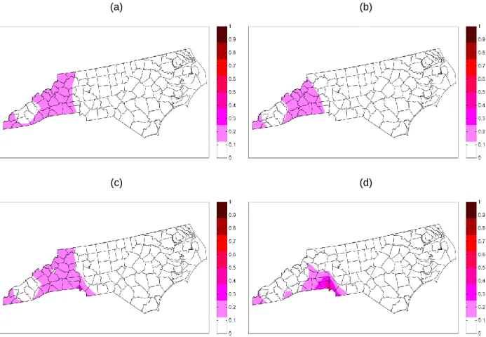 Figure 4.2. Probability of exceedance. Probability of annual benz(a)pyrene exceeding 0.25 