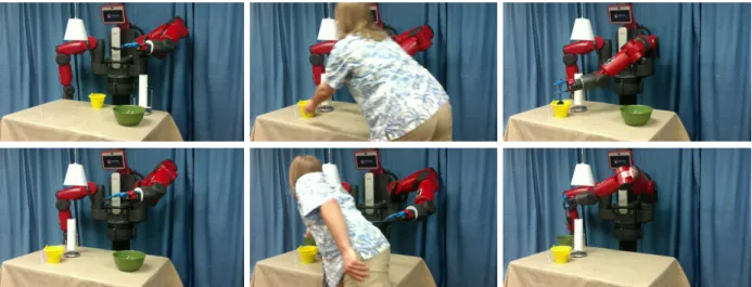 Figure 3.8: Example execution for the powder transfer task, from a bucket (yellow) to a bowl (green).