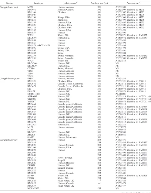 TABLE 1. Reference bacterial isolates used, and their nucleotide sequence accession numbers,and amplicon sizes in the lpxA multiplex PCR assay