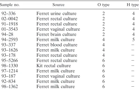TABLE 1. Serotypes of NTEC strainsa