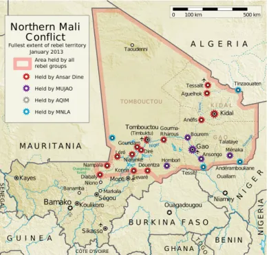Figure 1. The fullest extent of rebel territory in January 2013 (source: 