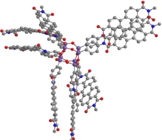Figure 11: A molecular dynamics simulation of  POSS-Ph-PDI, revealing π-π stacking motifs