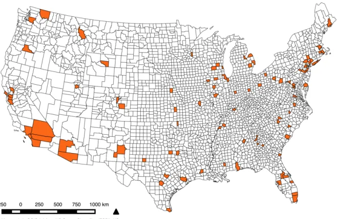 Figure 3. Counties included in sampling frame, n=97. 