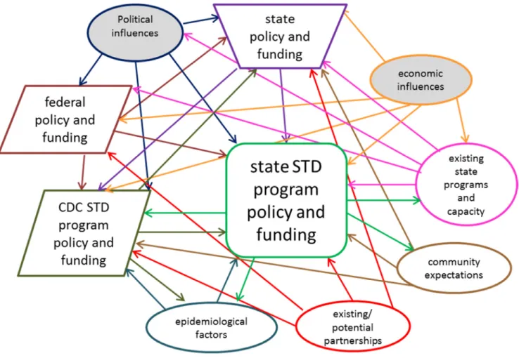 Figure 2. Conceptual model – influences on state STD program policy and funding.  