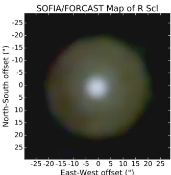 Fig. 1.— False color map of R Scl created with the the 25.2 (blue), 31.5 (green), and 37.1 µm (red) FORCAST data.