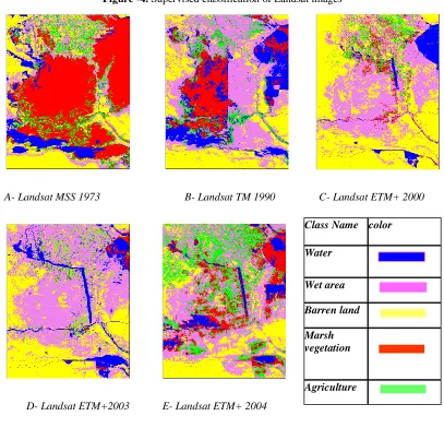 Table-2 . Supervised classification statistics  summery report for landsat  images 