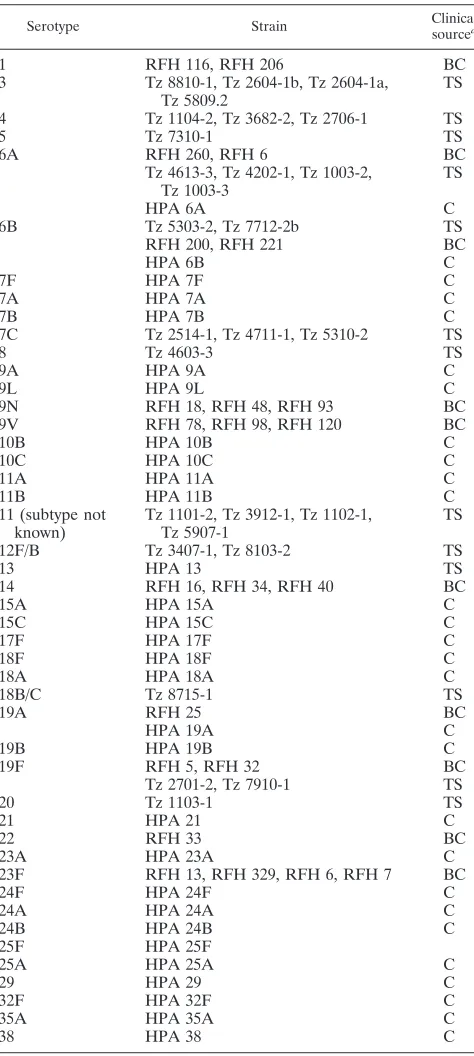 TABLE 1. Isolates used to establish a Bionumerics database ofserotype-speciﬁc patterns