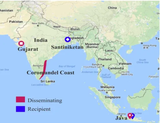 Figure 1 Cultural Migration: India to Java and Java to Santiniketan 
