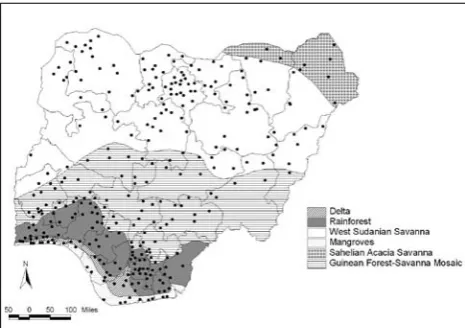 Fig. 1. Ecological zones and clusters covered during the survey.