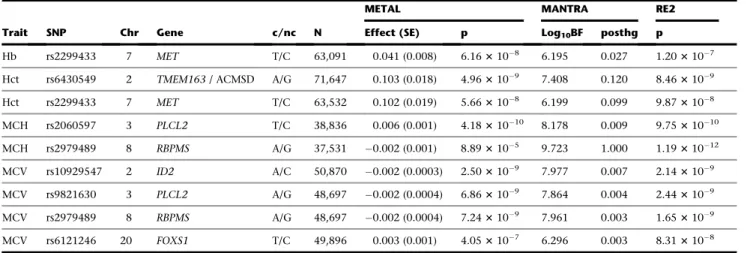 Table 1. Findings from the METAL and MANTRA Trans-ethnic Analyses