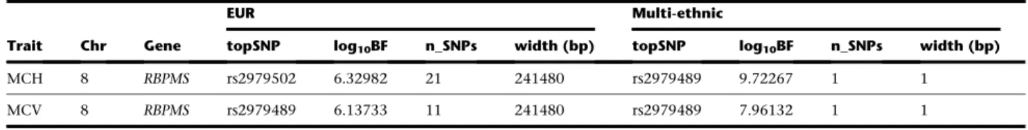 Table 2. Fine Mapping of a Chromosome 8 Locus Identified in European Ancestry Meta-analysis by MANTRA Trans-ethnic Analysis