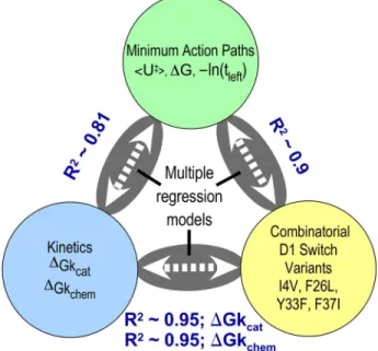 FIG. 7. Interrelated statistical correlations that validate the enhanced algorithm provide a way to attribute cause and effect to physical properties of mutated side chains in combinatorial sets of variant proteins by establishing verifiable  computa-tiona