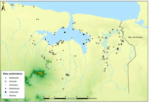 Figure 11 : distribution spatiale des sites amérindiens dans la zone de pilote (Jean 2019).