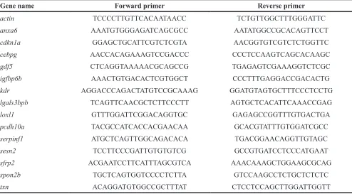 Table 1: Gene specific PCR primers