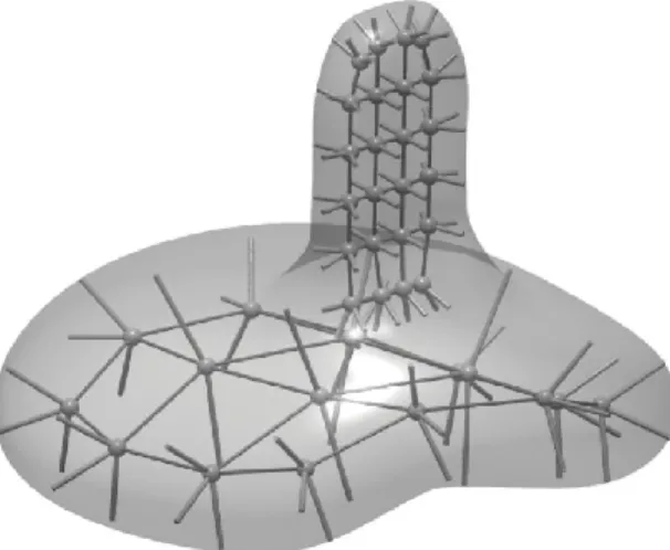 Figure 2.2: An object with two parts represented by a two-figure m-rep.