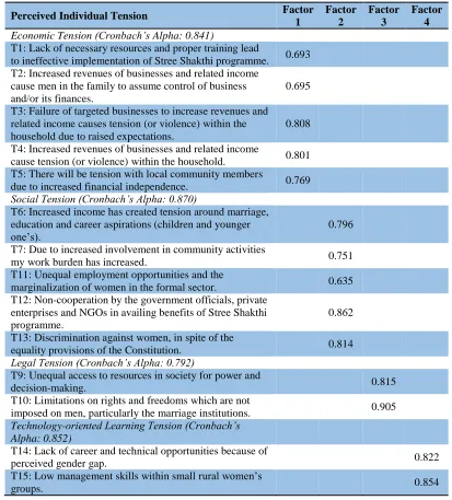 Table 3: Factor loadings of the perceived individual tension  