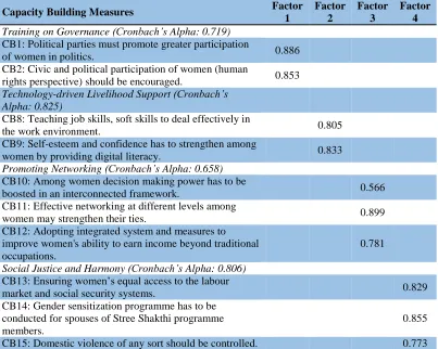 Table 4: Factor loadings of the capacity building measures  