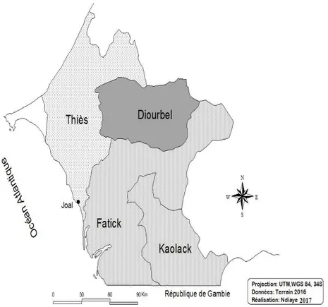 Figure 1.4 : Carte des localités sérères de Sénégal 