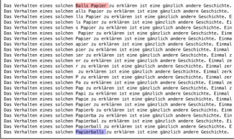 Figure 3: Replacement of Balls Papier by Papierballs au-tomatically recognised and highlighted in our application