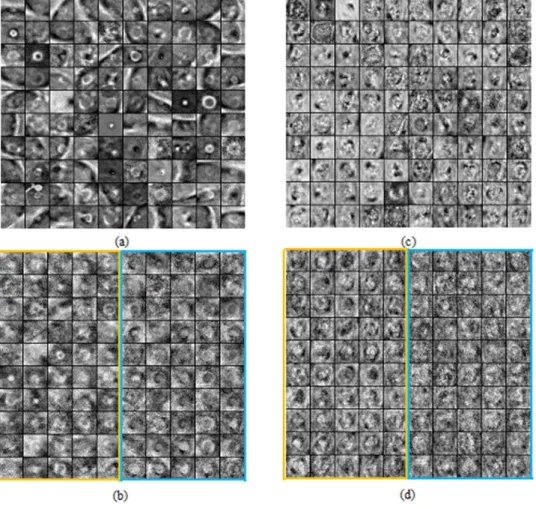 Figure 2.  Examples of constructed patterns in the first and second hidden layers at the pre-training step: 