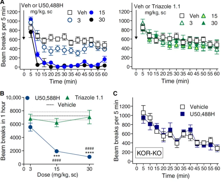 Fig. 2. Triazole 1.1 does not affect ambulatory behaviors in mice