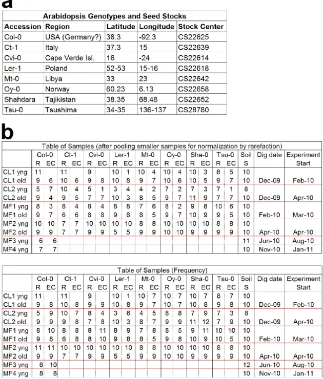 Table 2.2: Genotypes, seed stocks, and sample numbers. 
