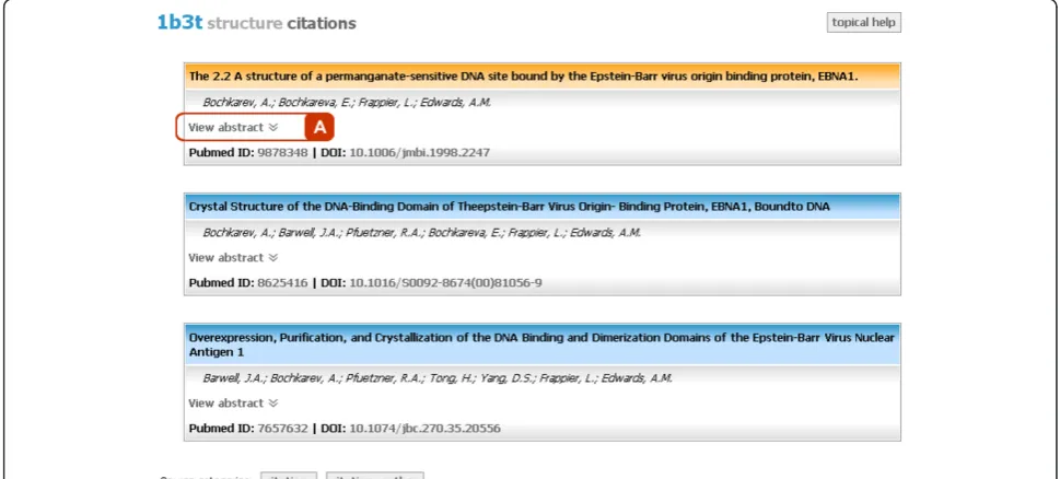 Figure 4 Aggregated view - Citations. Topic showing literature citations referring to the given structure
