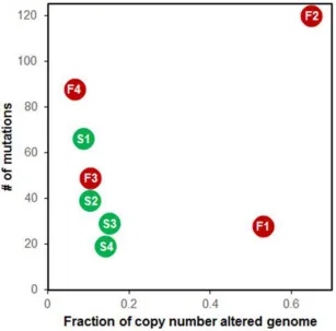 Figure 4: Relationship of somatic single nucleotide variants (SNVs) and copy number alterations