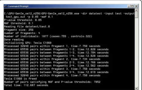 Figure 3 Screenshot of a test run of GENIE