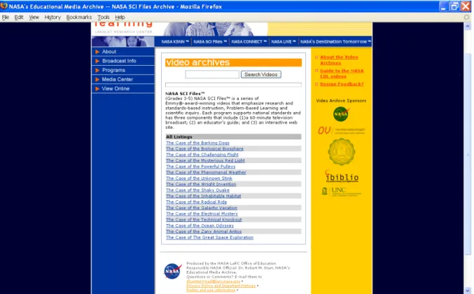 Figure 3.2 Screenshot of NASA SCI Files™ listing 